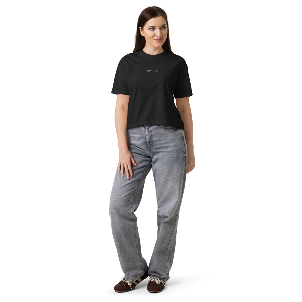 NUANCE — Women's Boxy Tee — front, on model