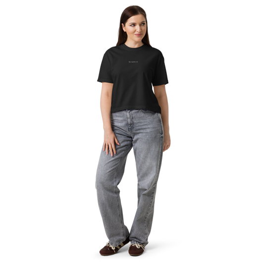 NUANCE — Women's Boxy Tee — front, on model